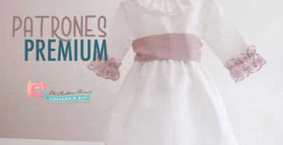 PATRONES PREMIUM: Vestido ceremonia de lino blanco y rosa (tallas 9 meses a 8 años)